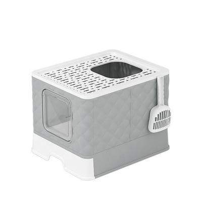 China SUSTAINABLE CAT LITTER BOX FULLY ENCLOSED LARGER FOLDABLE CAT LITTER BOX PORTABLE WITH DRAWER CAT LITTER BOX for sale