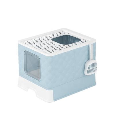 China Stored Collapsible Pet Bin Kit Katzenklo Cat Tray Cat Litter Basin Plastic Cat Litter Box Pan Cat Toilet for sale