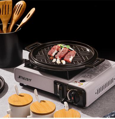 China Pan grill WEIYE gas stove cooker safe durable open fire ceramic porcelain round nonstick griddle fry pan steak pan grill for sale