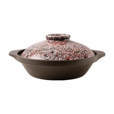 China WEIYE Viable 1.7 L Marble Pattern Lid Heat Resistance Cookware Pottery Casserole Matte Black Ceramic Clay Cooking Pot for sale