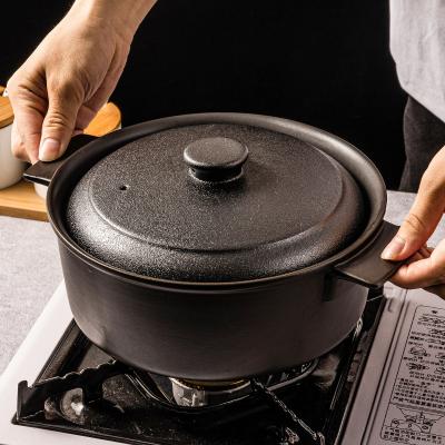 China WEIYE Sustainable 2.5 Liter Household Soup Pot Matte Black Anti-scratch Insulated Earthened Stew Casserole Cooking Clay Hot Pot for sale