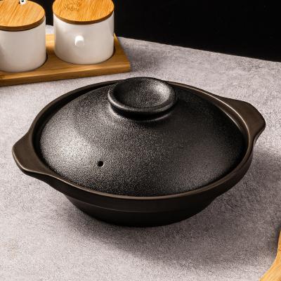 China WEIYE Viable 1.2 Liters Earthenware Black Nonstick Vintage Cookware Cooking Pots Heat Resistance Ceramic Stew Casserole for sale