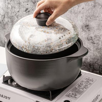 China WEIYE Viable 3 Liter Heat Resistant Gas Stove Marble Decal Pottery Stew Pot Soup Pot Casserole Porcelain Top Ceramic Pot For Cooking for sale