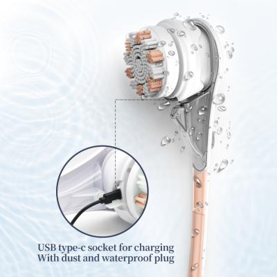 China Long Handle Body Massager Bath Rechargeable Waterproof Brush IPX7 Vibration Electric Silicone Shower Brush With Long Handle for sale