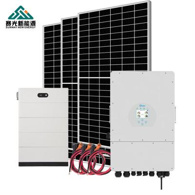 China Home Storage Solar Energy System Potovoltaic Solar Power System 5kw 8kw 10kw 12kw Home Solar Panel System With Lithium Battery Hybrid Solar PV System for sale