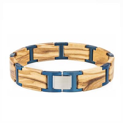 China BOHEMIA 2021 unisex jewelry bracelet brand design fashion accessories customized logo steel wood bracelet for sale