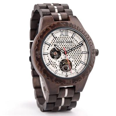 China DONDO Wholesale Automatic Mechanical DEER Custom Wooden Date Men's Watches Multifunctional for sale