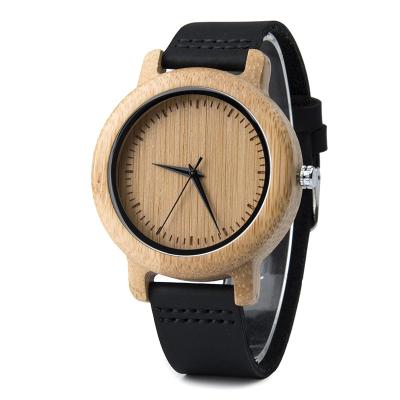 China Water Resistant DONDO RED DEER Black Leather Strap Couple Watches Wooden Quartz Bamboo Watch With OEM Logo for sale