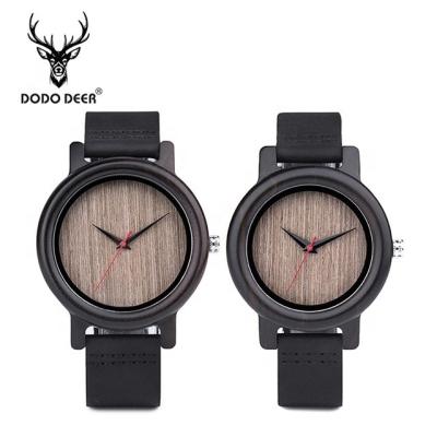 China Wholesale Dropshipping Custom Black Chronograph DEER 2019 Couples Leather Strap Wooden Watch OEM Couples Watch for sale