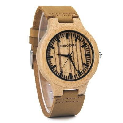 China Wholesale Chronograph DODRON DEER Men Bamboo Wooden Quartz Watch OEM With Soft Leather Strap Watch Customize for sale