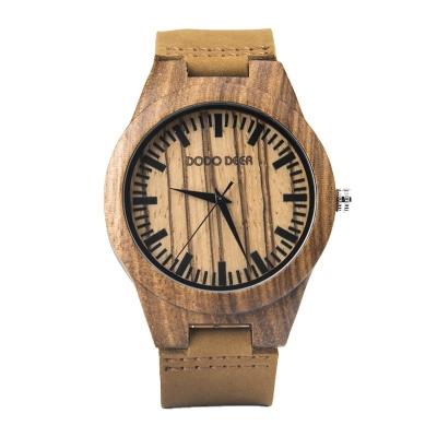 China Dropshipping Wooden Brand Wholesale OEM Popular Men's Leather Strap DRONDE DEER Chronograph Chronograph Watch Custom Logo for sale