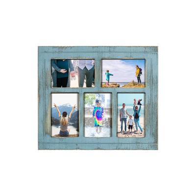 China Blue Photo Collage Decor Morden Wall Hanging Wooden Picture Frames For Home Decoration“ for sale