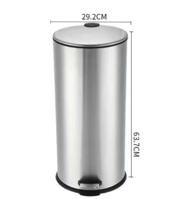 China Rolling Type 30L Household Slim Round Trash Bin Household Use Stainless Steel Pedal Cover Matte Trash Can for sale