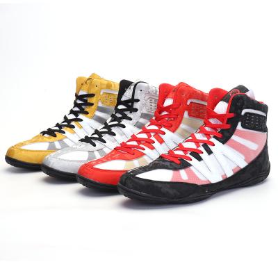 China 2021 custom band logo rubber black wrestling shoes men wrestling boots kids fight high top boxing shoes for men for sale