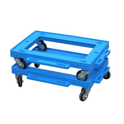 China 4 Wheels Industrial Strong Stackable Plastic Cart For Checkout for sale