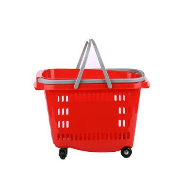 China Unfolding Basket 60L Plastic Rolling Trolley With Handles for sale