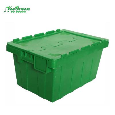 China Plastic Solid Box Stackable Square Tote Box / Plastic Storage Container Plastic Mobile Crate for sale