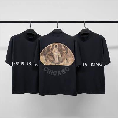 China Viable CPFM KANYE JESUS ​​IS KING Sanshen Oil Painting Fog Short Sleeve High Street T-shirt Version High Quality for sale