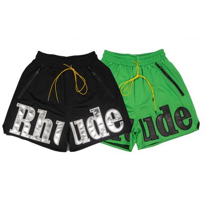 China Rhude Mesh Panel Embroidered Letters Men Summer Breathable Basketball Multi Pocket Pop Shorts QUICK DRY for sale