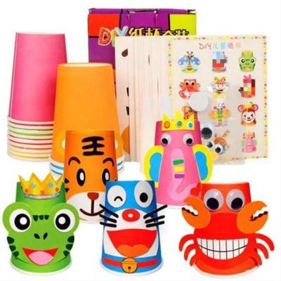 China Art Craft Educational Toys Children 3D DIY Material Handmade Paper Cups Kit Whole Set Kids Kindergarten School Sticker Toddler Package 12pcs Handmade Material for sale