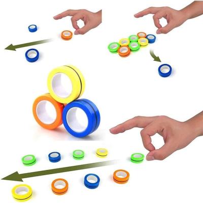 China Anti-Stress Magnetic Rings Adult Decompression Toys Children Ring Finger Spinner Ring Magnetic Fidget Unzip Toy Anti-Stress Magnetic Rings for sale