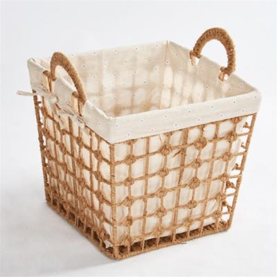 China Farmhouse Logo Handmade Woven Storage Basket Household Dirty Clothes Play Storage Basket Folding Clothes Laundry Basket for sale