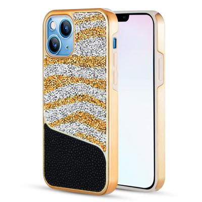 China Luxury Glitter Shockproof Diamond Crystal Rhinestone Leopard Sparkle Phone Case For Iphone 13 for sale