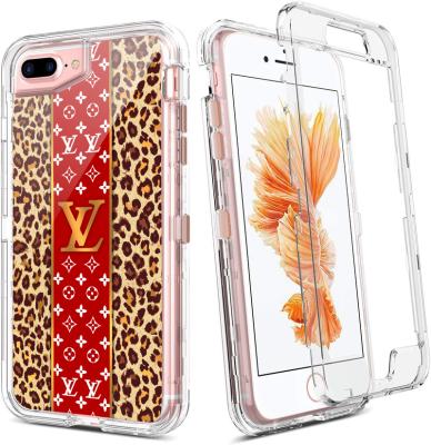 China 100% Eco-friendly Phone Case For Iphone 8 Plus Case Three Layer Heavy Duty Shockproof Cover Device Leopard Series Phone Case For Iphone 8 Plus for sale