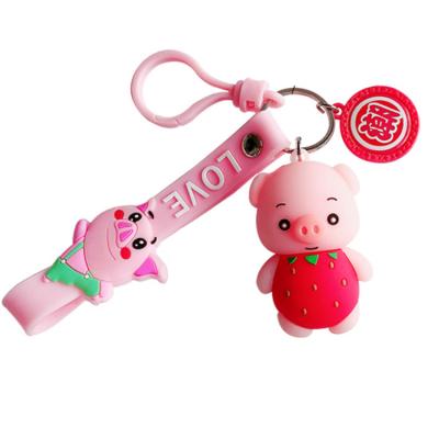 China Rubber For Mobile Phone Cute Decoration Pig Key Chain #045 3D Strawberry Pendant Key Backpack And Other Accessories for sale