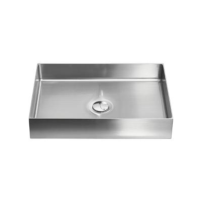 China Without Faucet Korea Style Bathroom Sink Stainless Steel Countertop Single Rectangular Hand Basin Sink for sale