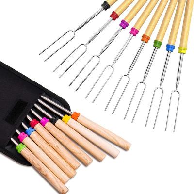 China Easily Cleaned Marshmallow Roasting Sticks BBQ Fork - 8 Widening Skewers for Hot Dog and Marshmallows - 32 Inch Safe Forks Best for Camping for sale