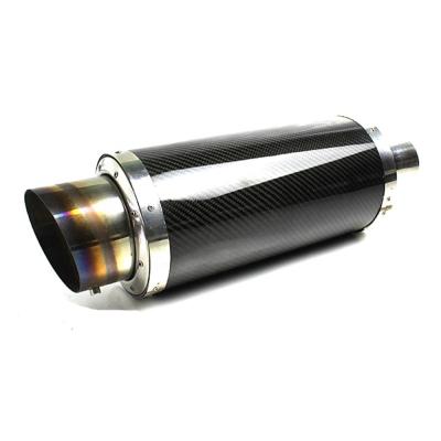 China Performance Universal Carbon Fiber 304 Stainless Steel Exhaust Muffler ID: 2