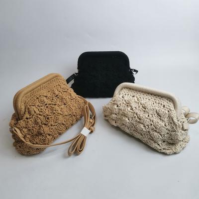 China Tote Retro Cotton Recycled Vestshape Crochet Handbags Bag Fashion Women Organizer Craft Crotchet Knit Bag Large for sale