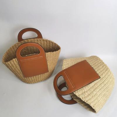 China Other Handmade Vegetable Plankton Woven Handbags Custom Straw Bag Female Beach Tote Grass Rattan Straw Weaving Fashion Women Hand Straw Bags for sale