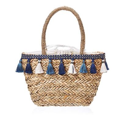 China Lady Women Summer Beach Straw Tote Bag With Sea Straw Rattan Tote Clutch Bags Tassel Handbag Beach Bags for sale