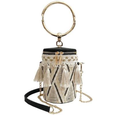 China Fashion Eco-friendly Cylindrical Tassel Barrel Ladies Summer Ellyson Portable Cross-Body Bag for sale