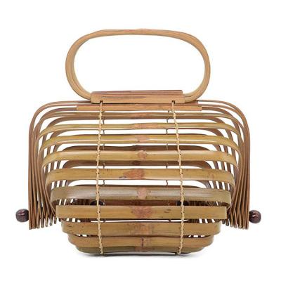 China 2019 Fashion eco-friendly women's popular lady top handle bag handmade bag handbag tote beach bag 100% raw bamboo material for sale