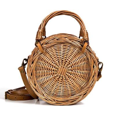 China Fashion \Round Handmade Messenger Crossbody Bags Straw Shoulder Bag Women Hollow Woven Rattan Bag Comfortable Shell Summer Beach Handbags\Durable for sale