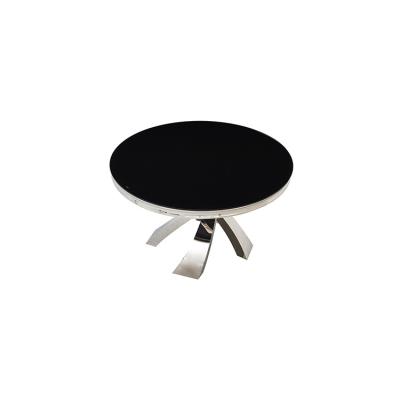 China New Design 2022 Glass Head Simple Luxury Vintage Stainless Steel Round Table Elegant Dining Table for sale