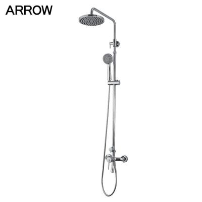 China With Slide Bar Bath Bathroom Chrome Rain Fall Water Mixer Shower Wall Mounted Faucet for sale