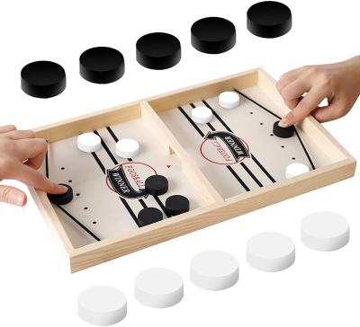 China Wholesale Wooden Sling Quick Puck Game Table Hockey Game Toys Natural Material for sale