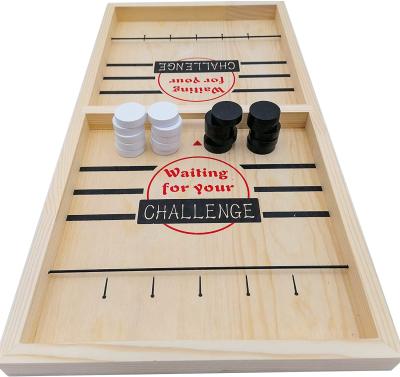 China Fast Pass Puck Game Large Size Melightful Hockey Sling Natural Material Puck Game Board Wooden For Kids Adults Party Family for sale