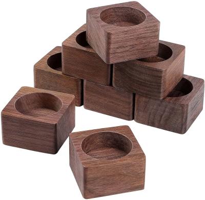 China 8 Personalized Natural Materials Tealight Wood Candle Holders for Rustic Weddings, Receptions, Forest Parties, Celebrations for sale