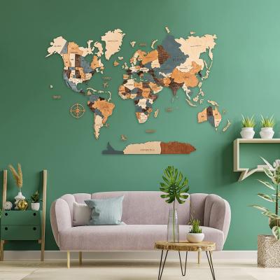 China 3D Wooden World Map Europe Map Wall Decor Wooden Push Pin 3D World Map Birthday Gift For Friend Rustic Wall Decor Wall Art for sale