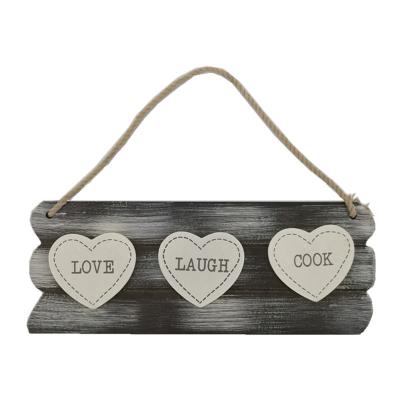 China Europe Home Wall Hanging Decoration Maker Wooden Home Signs Heart With Sayings Love Laughing Cook for sale