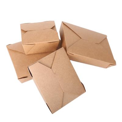 China Biodegradable Disposable Kraft Paper Folded Grease Resistant Salad Packaging Box for sale