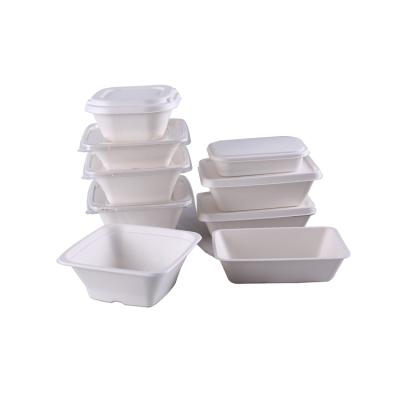 China Wholesale Disposable Compostable Paper Bowl With Lid Sugarcane Tableware Food Container Clear Paper Box for sale