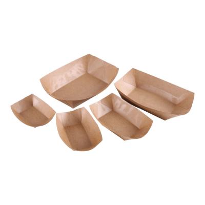 China Disposable Kraft Paper Boat Shape Box Fast Food Wrapping Paper Disposable Packaging Box for sale