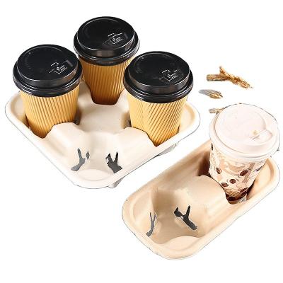 China Disposable Hot Drink Cup Reusabal Carrier Custom Printed Eco Friendly Biodegradable Compostable Kraft Paper for sale