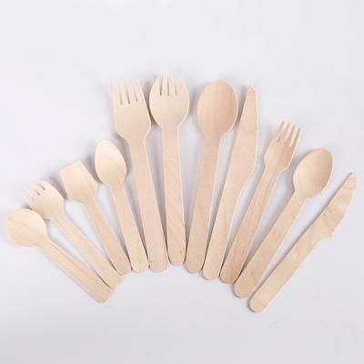 China 100 Birchwood Cutlery Disposable Wooden Knives Forks Or Spoons Disposable Part BBQ for sale